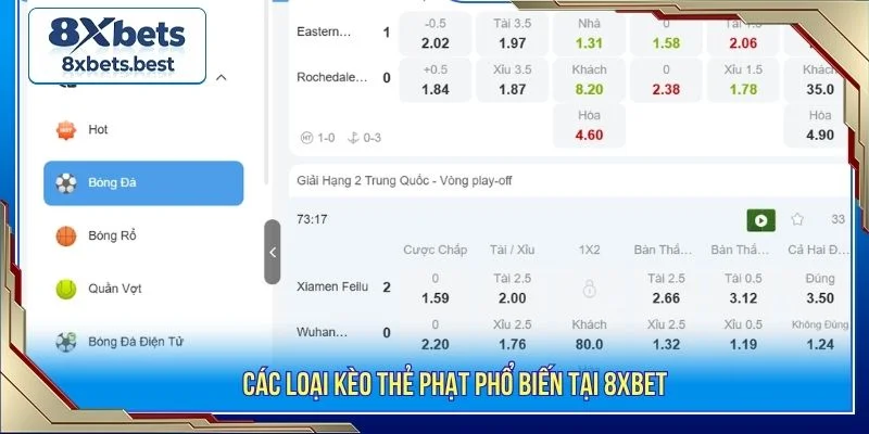 Các loại kèo thẻ phạt tại 8XBET được thiết kế đa dạng 